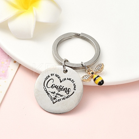 Alloy Rhinestone & 201 Stainless Steel Keychain KEYC-YW00091-05-1