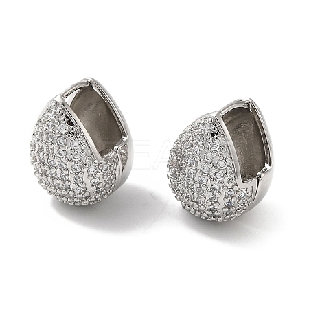 Rack Plating Brass Teardrop Hoop Earrings with Cubic Zirconia EJEW-D071-02P-1