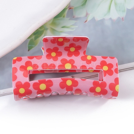 Flower Pattern PVC Plastic Claw Hair Clips PW-WG97083-04-1