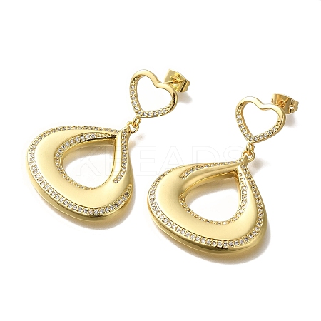 Rack Plating Brass Micro Pave Clear Cubic Zirconia Stud Earrings EJEW-U011-04G-1