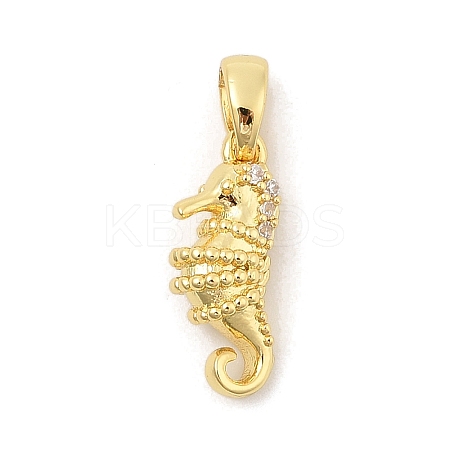 Rack Plating Leaf Brass Clear Cubic Zirconia Pendants KK-S407-13G-B-1