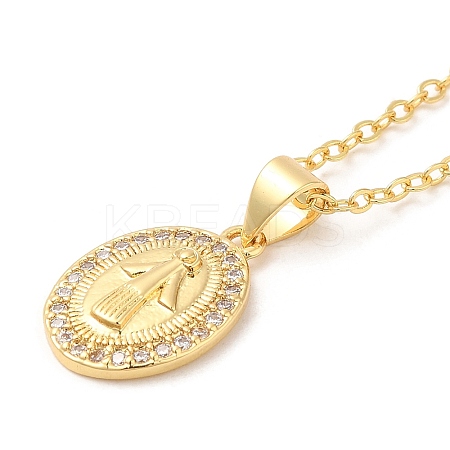 Brass Micro Pave Cubic Zirconia Pendants Necklace LS-NJEW-I125-01E-1