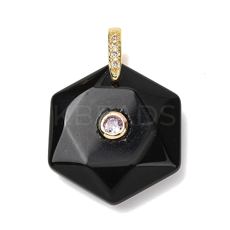 Natural Obsidian Faceted Pendants G-B188-03G-01-1