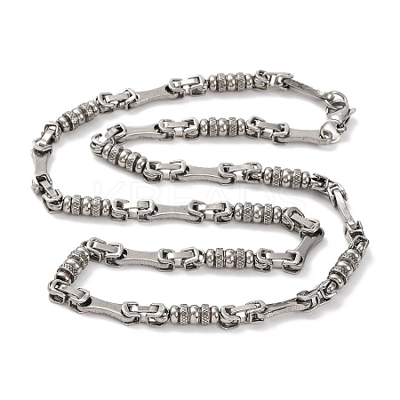 201 Stainless Steel Column Link Chain Necklace NJEW-F222-25P-1