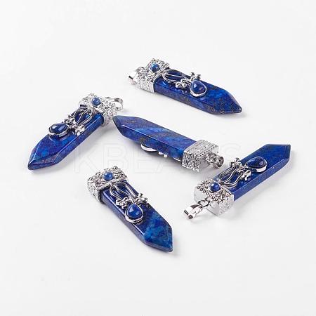 Dyed Natural Lapis Lazuli Big Pendants G-G718-A13-1