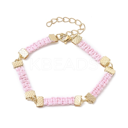 Braided Waxed Polyester Rectangle Link Chain Bracelets BJEW-JB10000-02-1