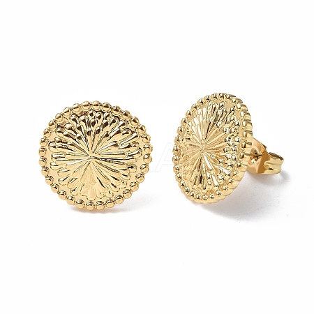 Ion Plating(IP) 304 Stainless Steel Flower Stud Earrings for Women EJEW-F300-15G-1