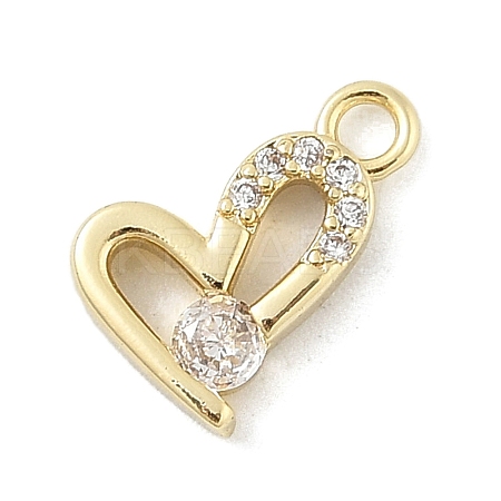 Brass Micro Pave Clear Cubic Zirconia Charms KK-B130-02G-04-1