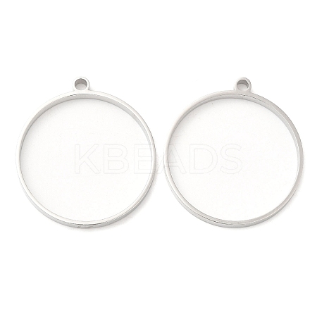 Non-Tarnish 304 Stainless Steel Open Back Bezel Flat Round Pendants STAS-Z040-04A-P-1