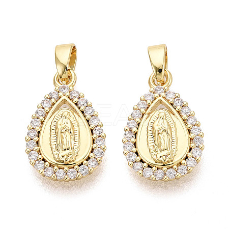 Religion Brass Micro Pave Cubic Zirconia Pendants KK-T073-46G-1