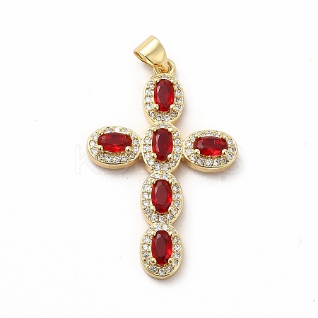 Rack Plating Brass Cubic Zirconia Pendants KK-G456-25G-03-1