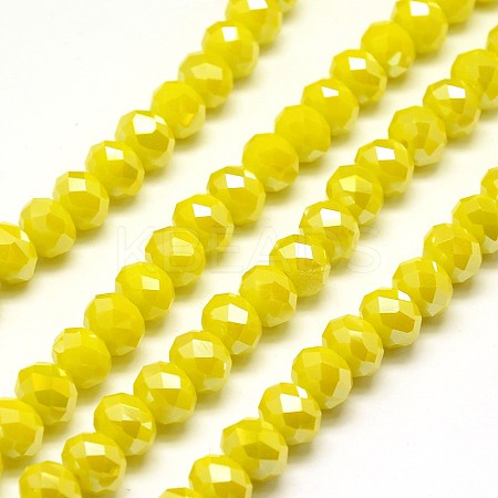 Electroplate Opaque Solid Color Crystal Glass Rondelle Beads Strands EGLA-F047A-14AB-1