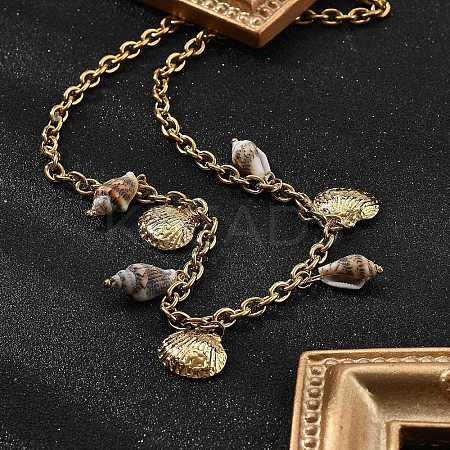 Ocean Beach 304 Stainless Steel & Shell Bib Necklaces STAS-Z112-01G-1
