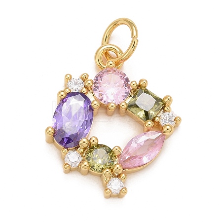 Rack Plating Brass Colorful Cubic Zirconia Pendants KK-M229-36G-1