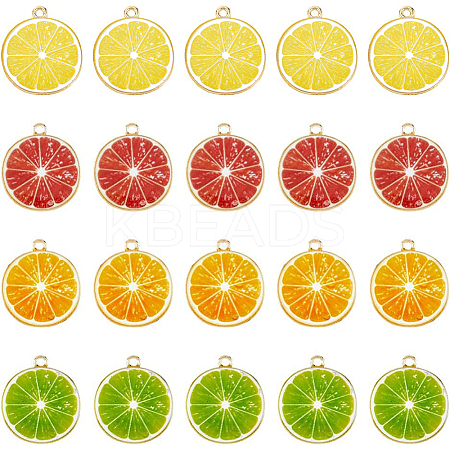 40Pcs 4 Colors Light Gold Alloy Enamel Pendants ENAM-DC0001-16-1