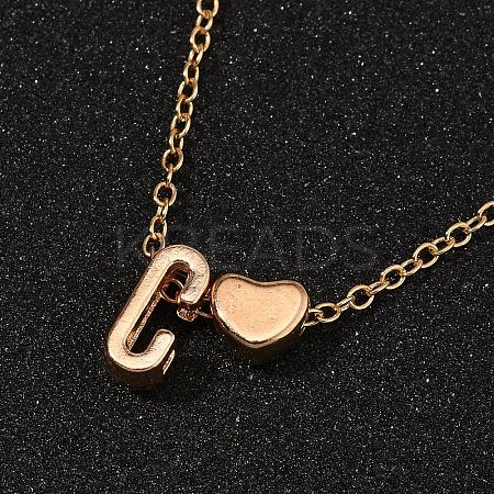 Alloy Letter Heart Pendant Necklaces for Women NJEW-FS0001-09C-1