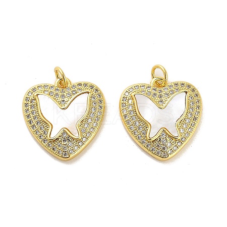 Brass Micro Pave Clear Cubic Zirconia Pendants KK-K365-04H-G-1