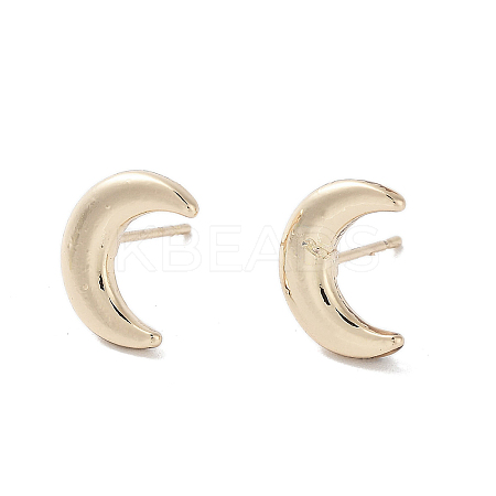 Moon Alloy Studs Earrings for Women EJEW-H309-02KCG-1