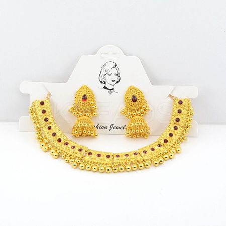 Teardrop Ethnic Style Alloy Rhinestone Bib Necklaces & Dangle Earrings Sets FS-WG1CE2C-01-1