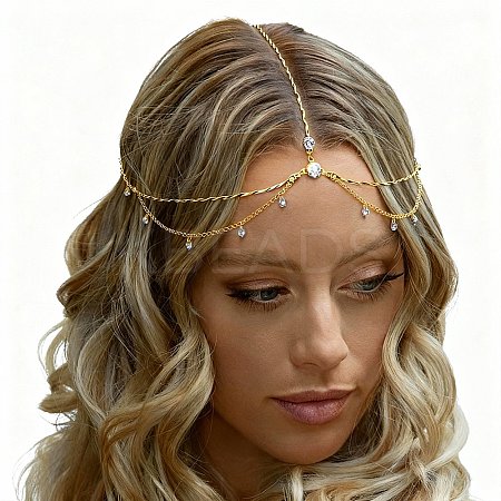 Alloy with Rhinestone Hair Chain DIY-WH20058-11G-1