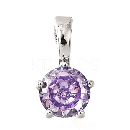 Brass Micro Pave Cubic Zirconia Charms KK-D356-05F-P-1