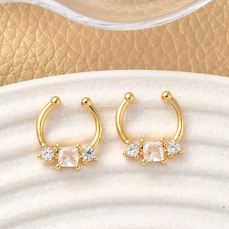 Brass Pave Clear Cubic Zirconia Circular/Horseshoe Barbell Nose Rings EJEW-D337-18A-G-1
