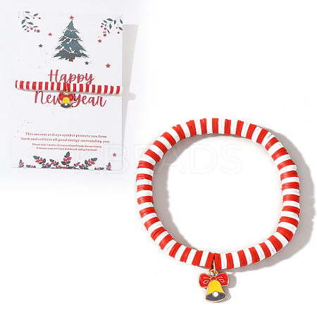 Elegant Christmas Handmade Polymer Clay Heishi Beaded Stretch Bracelets MV9996-45-1