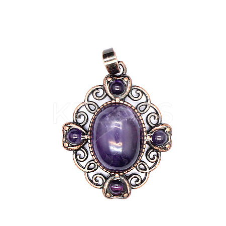 Retro Hollow Natural Amethyst Pendants PW-WG7B8C5-09-1