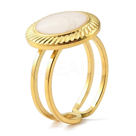 304 Stainless Steel Enamel Open Cuff Rings for Women RJEW-F166-48G-02-1