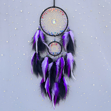 Feather Woven Web/Net with Feather Pendant Decorations PW-WGE515C-02-1