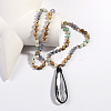 Bohemian Oval Natural Druzy Agate Tassel Pendant Necklaces FS-WGAFDEB-03-2