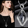 Alloy Crystal Rhinestone and Light Steel Blue Glass Pendant Long Necklaces FS-WG47C14-07-1
