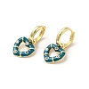 Heart Real 18K Gold Plated Brass Dangle Hoop Earrings EJEW-L268-038G-06-1