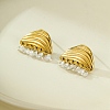 Triangle Stainless Steel Clear Cubic Zirconia Stud Earrings EJEW-D303-05G-1