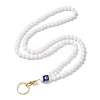 Round Silicone & Resin Evil Eye Beads Name Card Necklace Lanyard NJEW-JN05095-02-4