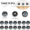 54Pcs Glazed Porcelain Round Beads PORC-SC0001-09-2