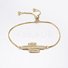 Adjustable Brass Micro Pave Cubic Zirconia Bolo Bracelets BJEW-G586-12G-1
