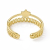 Ion Plating(IP) 304 Stainless Steel Star Cuff Ring for Women RJEW-C060-19G-3