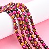 Natural Rose Tiger Eye(Dyed & Heated) and Yellow Tiger Eye(Dyed & Heated) Beads Strands X-G-G101-6mm-1-5