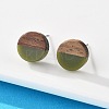 Opaque Resin & Walnut Wood Stud Earrings EJEW-N017-008-B08-3