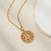 Vintage Brass Pave Cubic Zirconia Hollow Round Religion Virgin Mary Pendant Necklaces for Women EZ3168-2-2