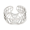 Non-Tarnish 304 Stainless Steel Hollow Spider Web Open Cuff Ring for Women RJEW-M149-25P-1