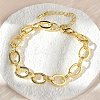 Brass Oval Link Chain Bracelets for Women Men BJEW-K273-10G-1