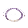 Natural Mixed Gemstone & Pearl Braided Bead Bracelets BJEW-JB09718-3