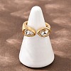 304 Stainless Steel with Glass Cuff Open Rings RJEW-Z125-03G-01-3
