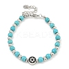 304 Stainless Steel & Synthetic Turquoise Round Beaded Bracelets for Women BJEW-G717-10-2