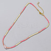 Summer Beach Style Natural Rose Quartz & Colorful Seed Beads Beaded Necklace for Women KD2923-4-1