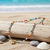 Beach Colorful Glass Beaded Alloy Heart Pendant Necklaces for Women NM2683-2