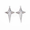 Brass Micro Pave Clear Cubic Zirconia Pendants X-KK-S364-102P-1