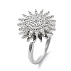 Daisy Rotatable Open Cuff Rings for Women RJEW-S402-05P-3